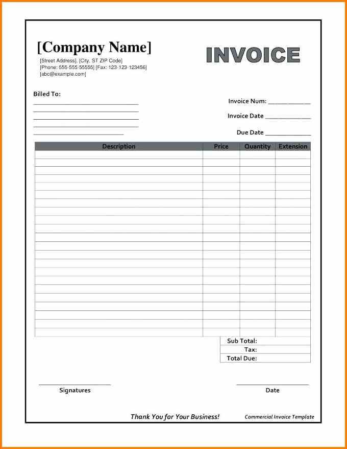 free templates for invoice forms